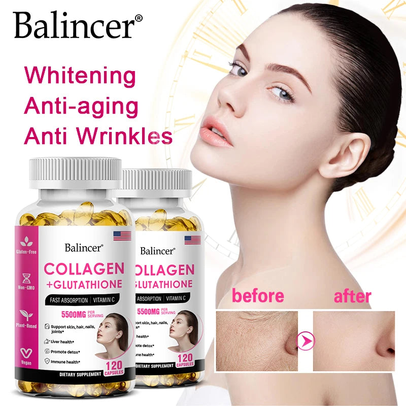 Glutathione Collagen Supplement, Antioxidant Whitening Capsules, Skin Health Deep Nourishment Skin