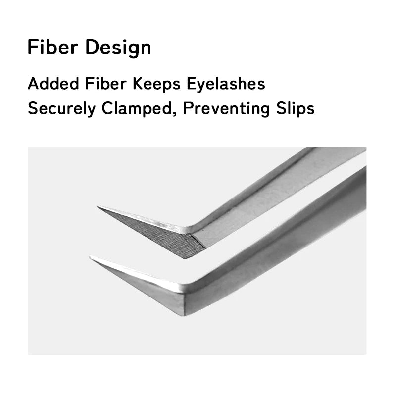 LUKATME Eyelash Tweezer Anti-Slip Fiber Tip Eyelash Extension Tools Stainless Steel Professional Precision Tweezer for Makeup