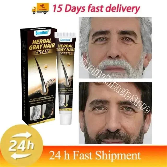 Herbal Anti-grey Hair Treatment Serum Cream White To Black Permanent Repair Natural Color Nourish Scalp Hair Care Products