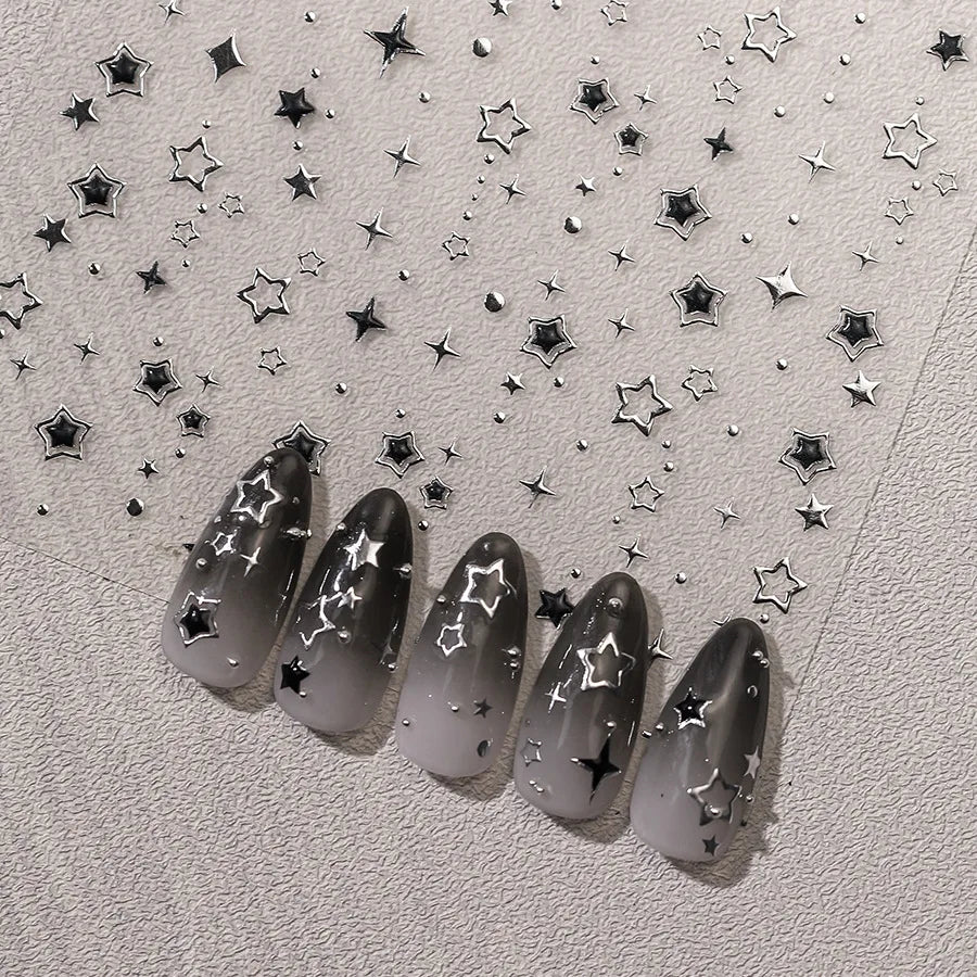 Bronzing Nails Sticker Ice Transparent Star Back Adhesive Nail Art Stickers Cool Five-pointed Star Manicure Decoration 3D Decals