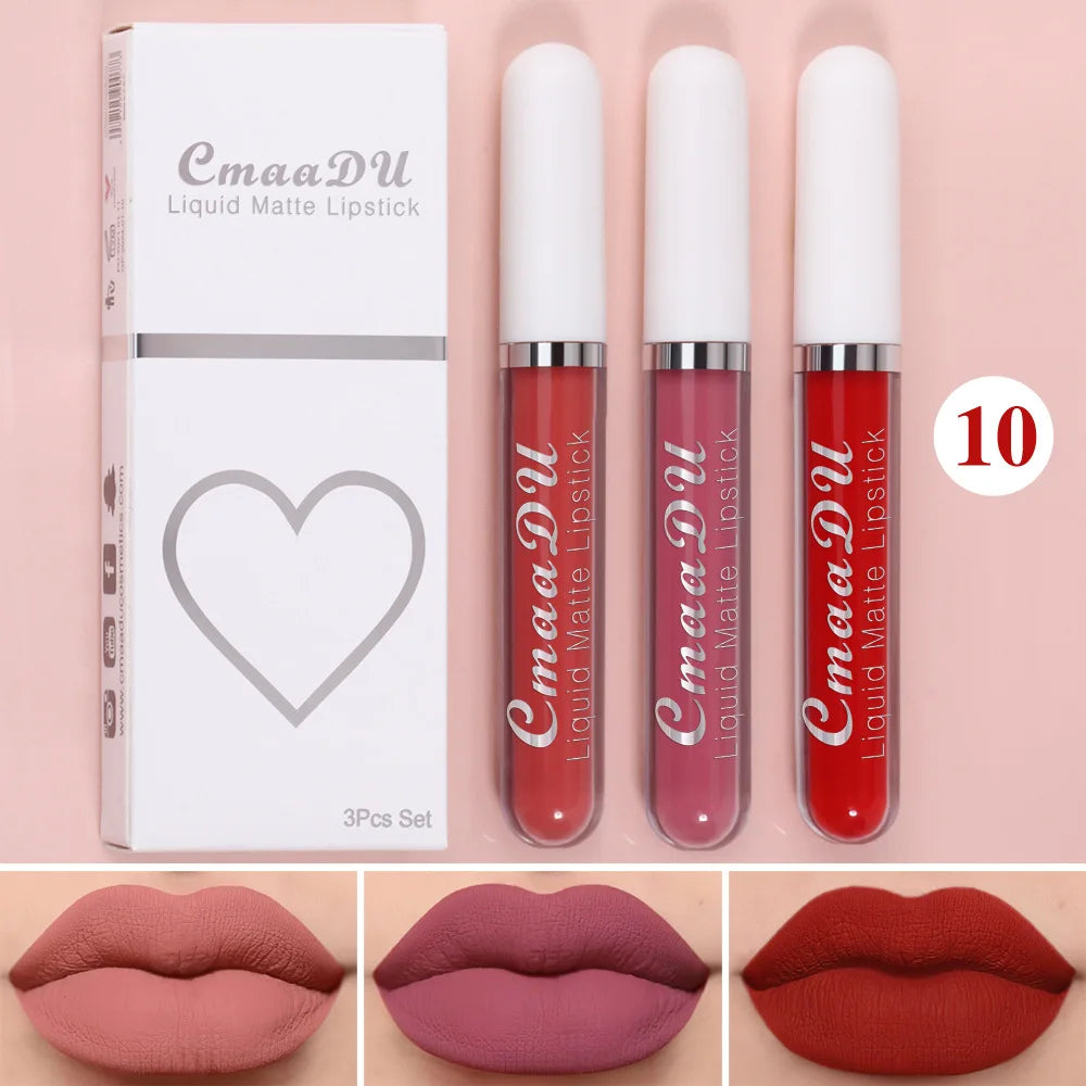 Long-Lasting Velvet Matte Lip Gloss – Liquid Lipstick, Red Lip Makeup for Women, Waterproof, Moisturizing Lip Gloss