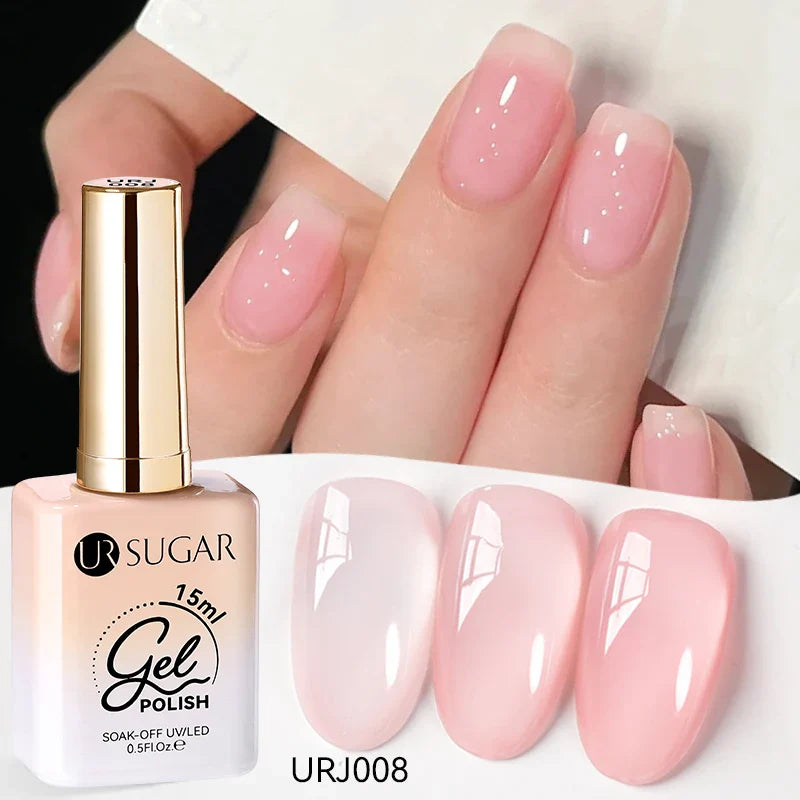 UR SUGAR 15ml Jelly Nude Gel Nail Polish Light Pink Translucent Color Soak Off UV LED Gel Varnish Nail Art DIY Fashion Manicure