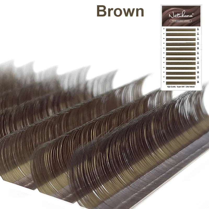 NATUHANA Dark Colored Eyelashes Extension Individual Natural False Mink Colorful Eyelash Grey Blue Color Lashes for Party Makeup