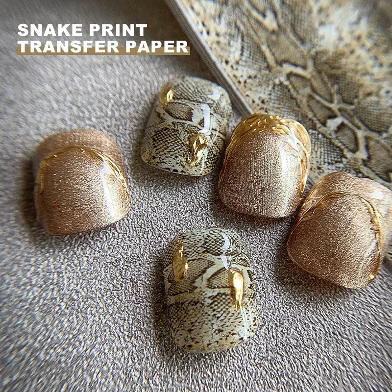 DIY Snake Pattern Nail Foils for Transfer Paper Sticker Ice Cube Sliders Adhesive Paper Wraps Gradient Nail Art Decorations