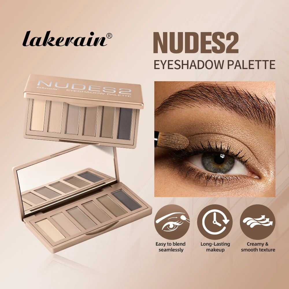 Lakerain Eyeshadow Palette Long-Lasting Eye Makeup Rich Pigment Neutral Shades Blendable Color Matte Nudes Eyeshadow Palette
