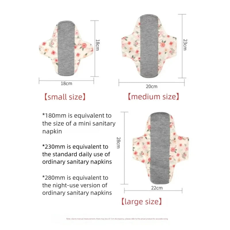 AIO Washable Cotton Printed Panty Liner Regular Flow Menstrual Pads Graphene Cloth Tampons Urinary Incontinence Sanitary Pads