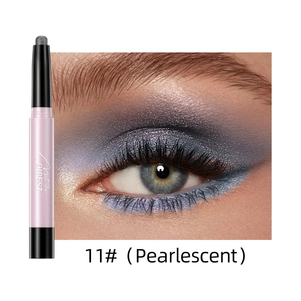 QIBEST Pearlescent Silkworm Eyeshadow Pen Waterproof Eyeshadow Pencil Glitter Matte Nude Gold Eye Shadow Pen Pigment Cosmetics