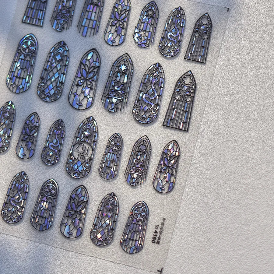 1pcs Dream Flower Window Shell Light Nail Art Stickers Japanese Flower Self Adhesive Stickers Press On Nails Decoration Decals