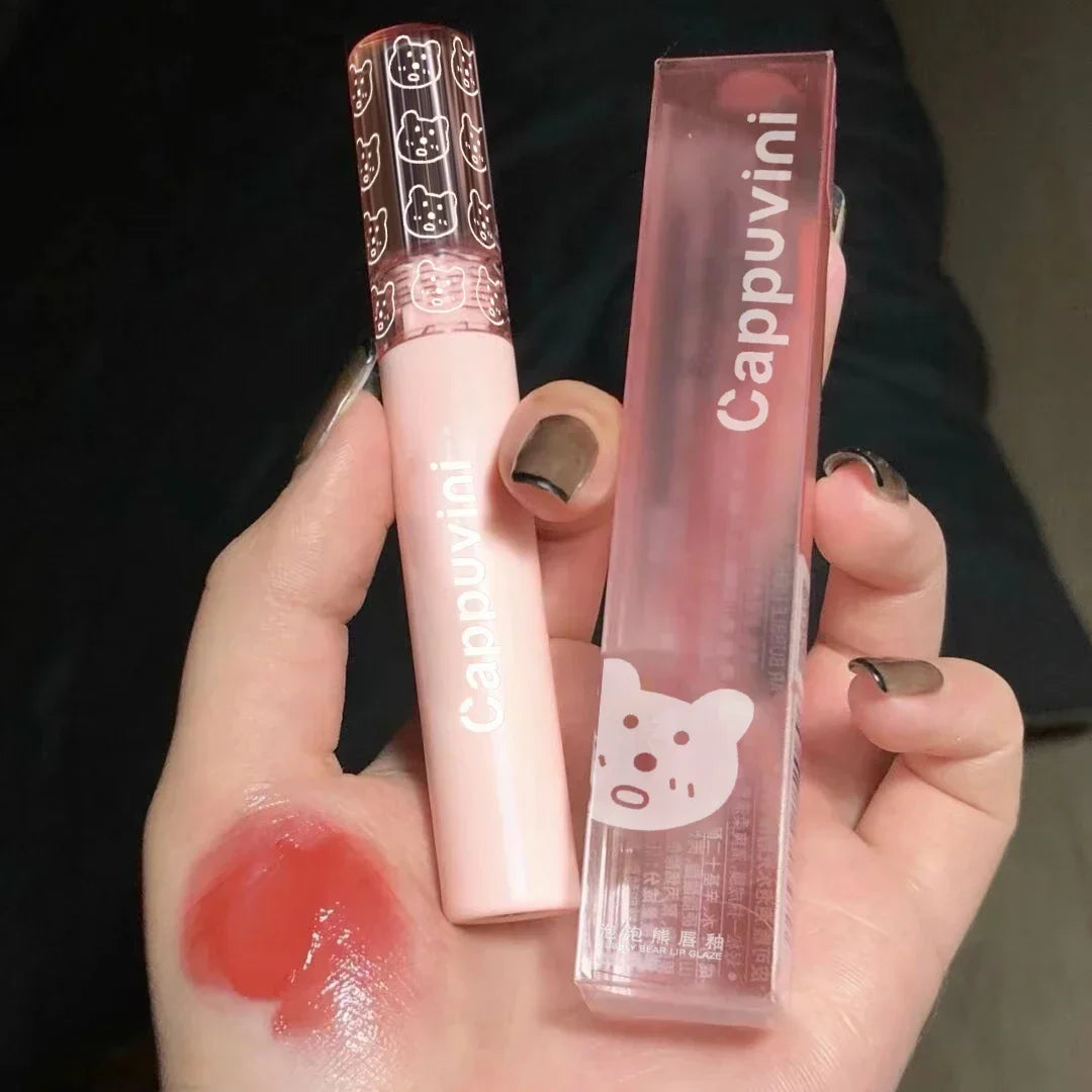 Cherry Pink Mirror Water Lip Gloss Lip Glaze Transparent Glass Lip Oil Waterproof Liquid Lipstick Nude Brown Clear Tint Makeup