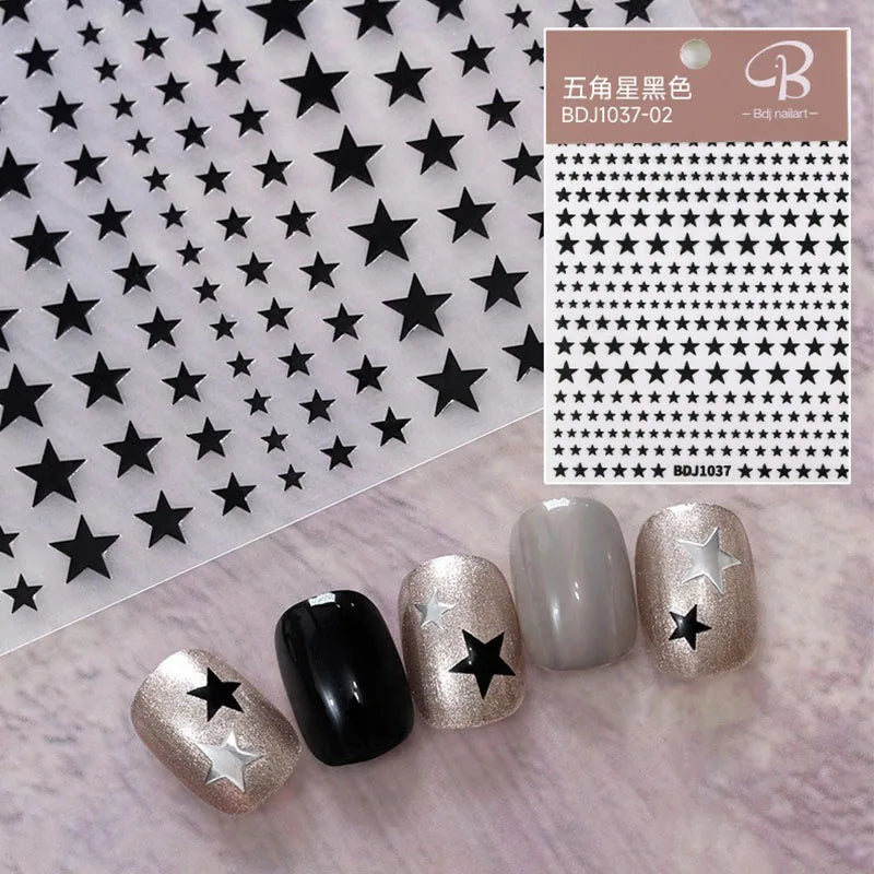 New Star Nail Sticker Nail Stickers Self-adhesive Nail Ribbon Star Sticker Gel Polish Decals Kawaii Accesories ZJT15