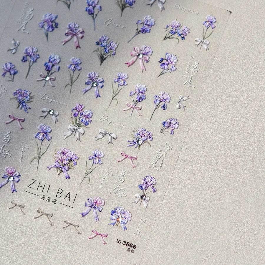 1pcs Dream Flower Window Shell Light Nail Art Stickers Japanese Flower Self Adhesive Stickers Press On Nails Decoration Decals