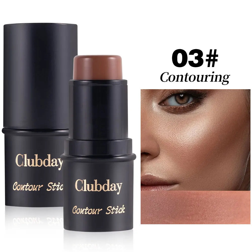 Clubday 4 Colors Face Matte Easy Color Jelly Blush Fixing Highlighting Long Lasting Waterproof Blush Stick
