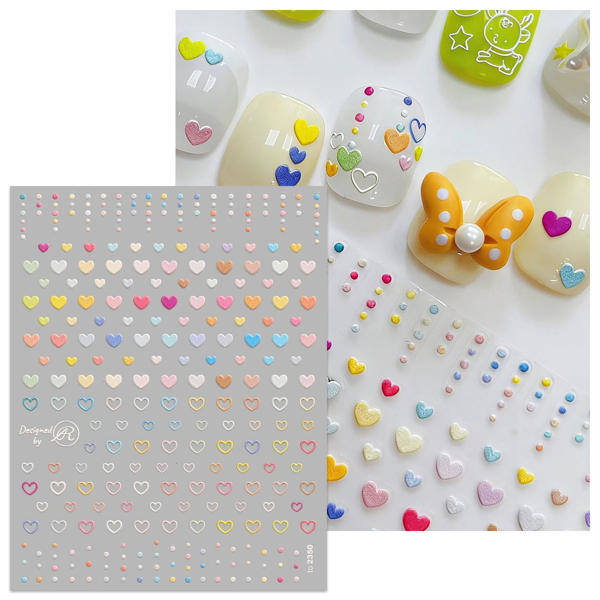 2pcs macaron color love star embossed nail art stickers, exquisite 5D, Y2K, DIY, gifts