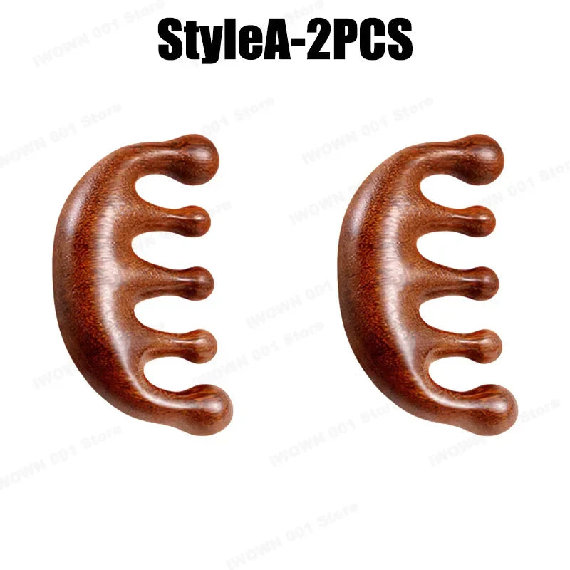 2025 New Natural Sandalwood Head Massage Five Teeth Comb Whale Comb Scalp Scraping Massager Body Massage Tools Neck Massager