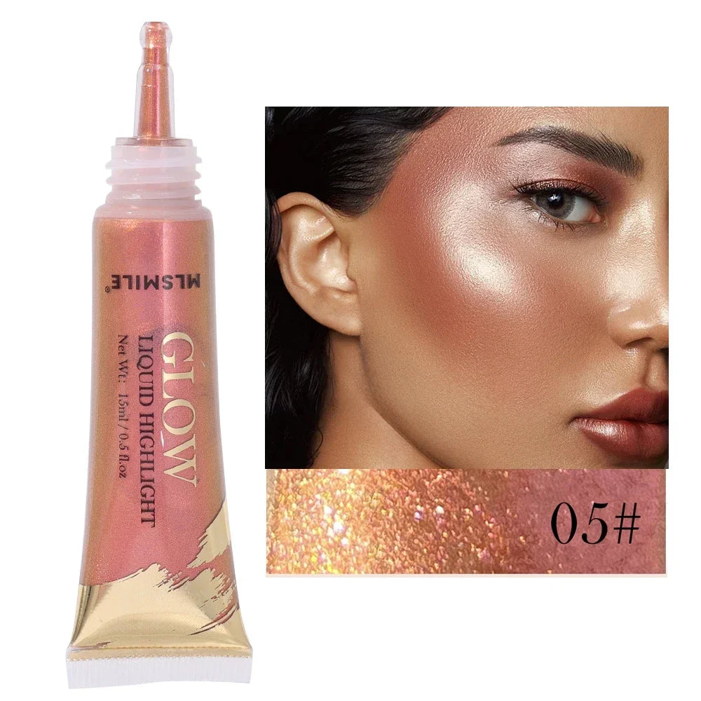 Diamond Glitter Highlighter Liquid Pearlescent Waterproof Longlasting Brightening Liquid Highlighter Stick Eyes Makeup Cosmetics