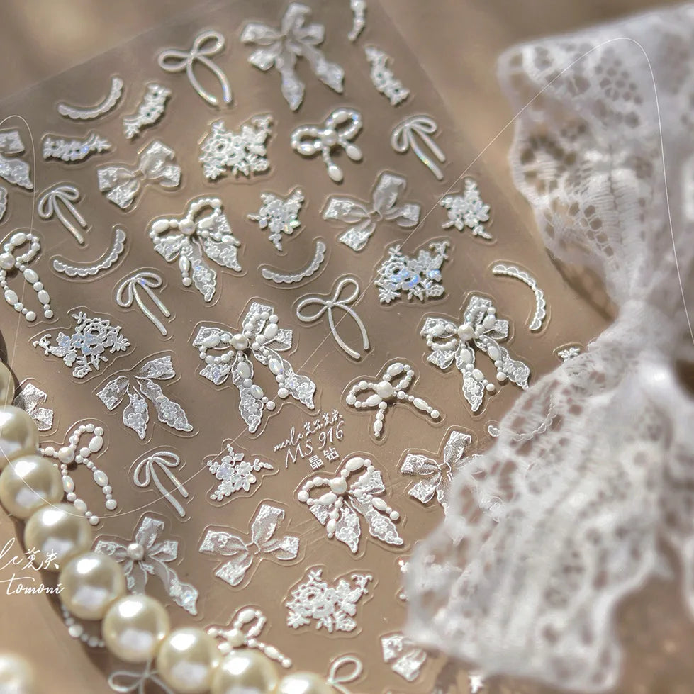 1pcs Crystal Diamond Nail Stickers 5D Laser Bowknot Star Moon Pearl Totem Heart 3D Adhesive Japanese Nail Art Decoration Sticker