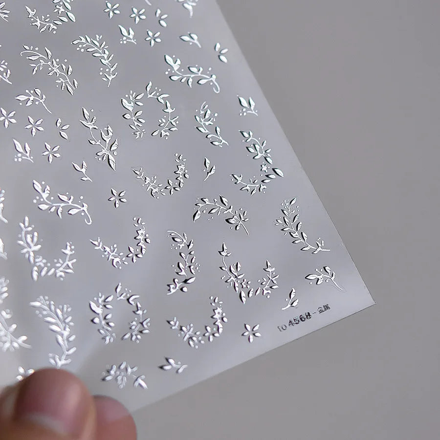 1pcs 5D Glitter Jasmine Flower Nail Stickers Kawaii Embossed Flower Self-Adhesive Nail Art Decorations Decal Manicure Tools DIY