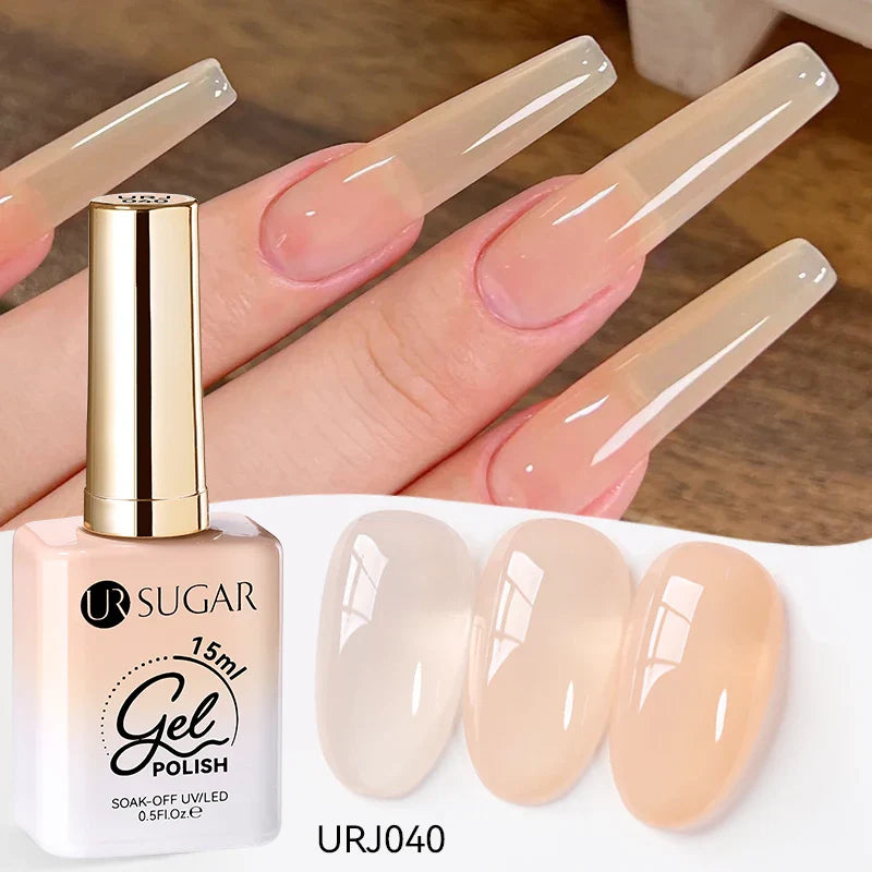 UR SUGAR 15ml Jelly Nude Gel Nail Polish Light Pink Translucent Color Soak Off UV LED Gel Varnish Nail Art DIY Fashion Manicure