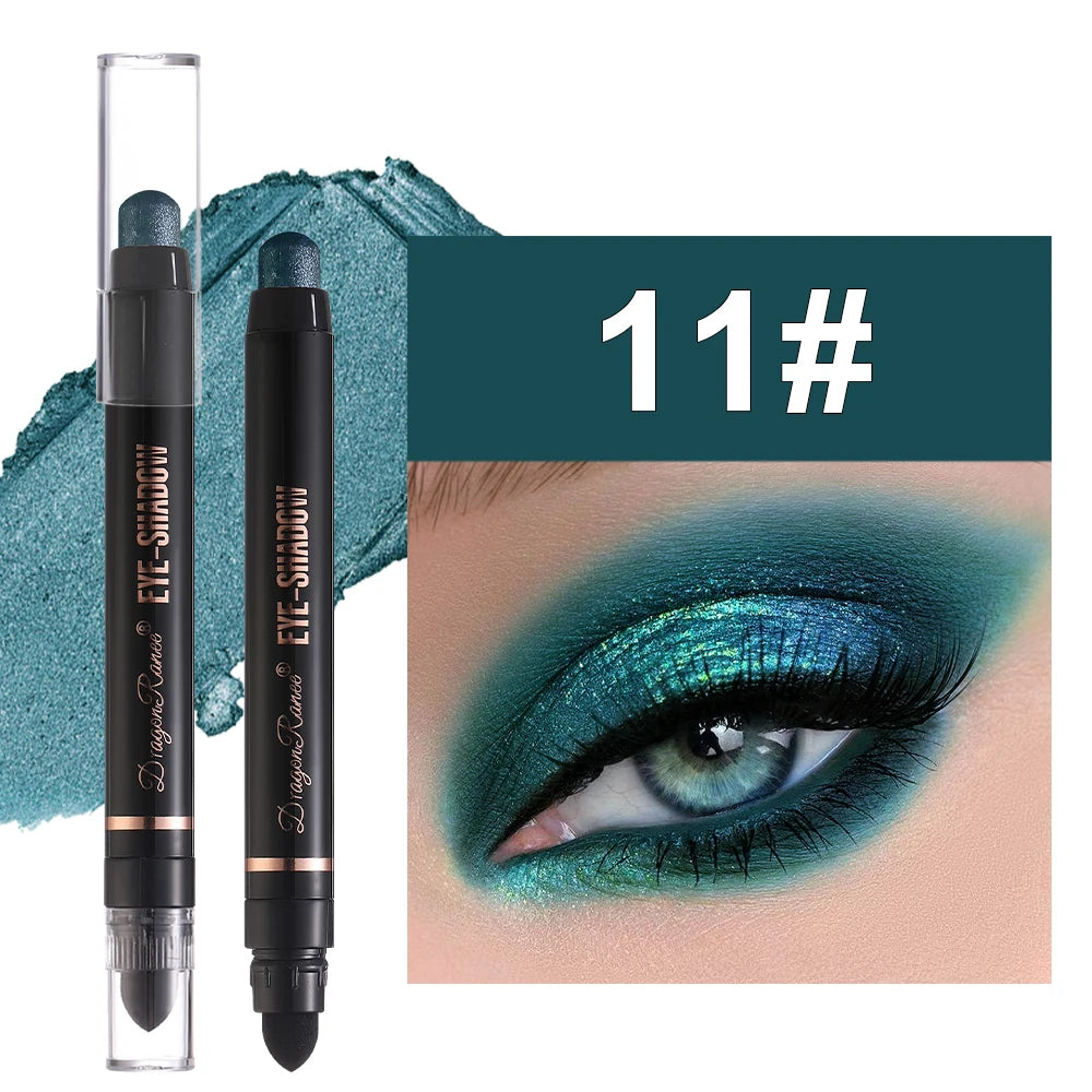 Double Head Pearlescent Eyeshadow Pencil Waterproof Glitter Metallic Blue Green Eye Shadow Makeup Pigment White Eyes Highlighter