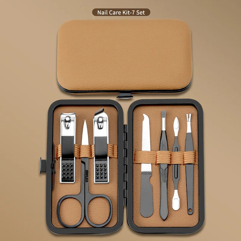 7-24pcs Manicure Tool Set Stainless Steel Cuticle Nipper Cutter Kit Professional Nail Clippers Pedicure Nail Art Grooming Tools