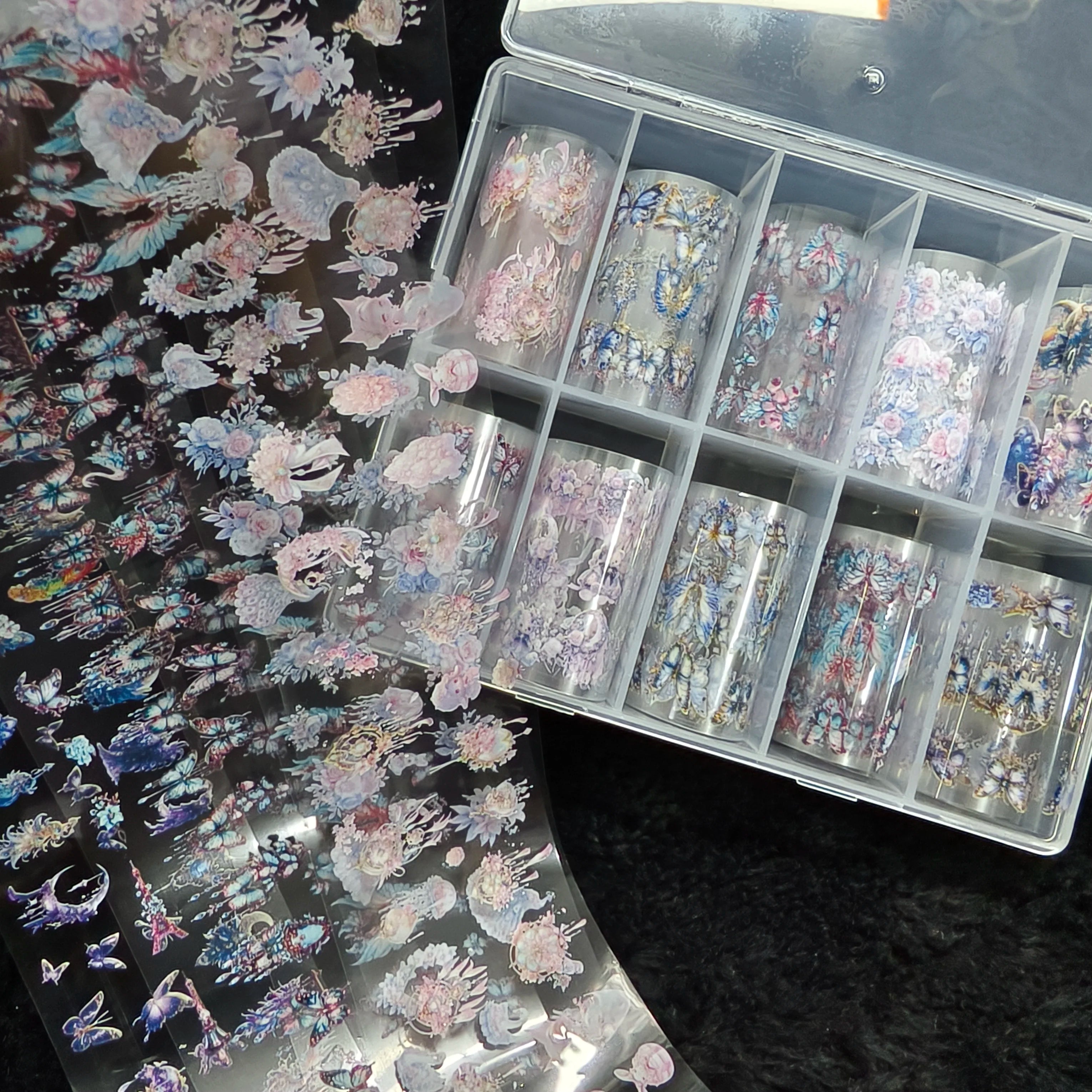 10Rolls Plaid Thousand-Bird Bow  Stars Nail Foils Transfer Paper  Nail Art Stickers  Manicure Set Decal  Nails Decoration
