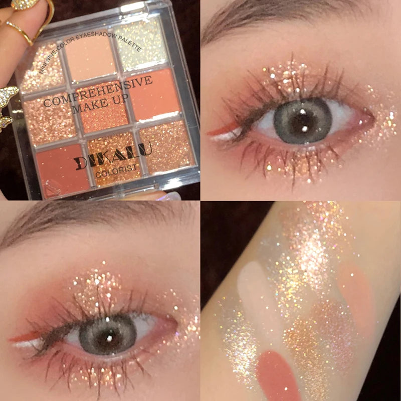 DIKALU Spring And Summer New Eyeshadow Palette Oh Rosy Nine Palace Grid Auto Focus Low Saturation Smoke Powder Rose Plate