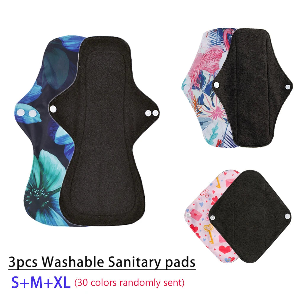 S+M+XL Reusable Menstrual Pads Bamboo-Charcoal Absorbency Panty Liner Women Period Panties Cloth Pad Washable Sanitary Napkins