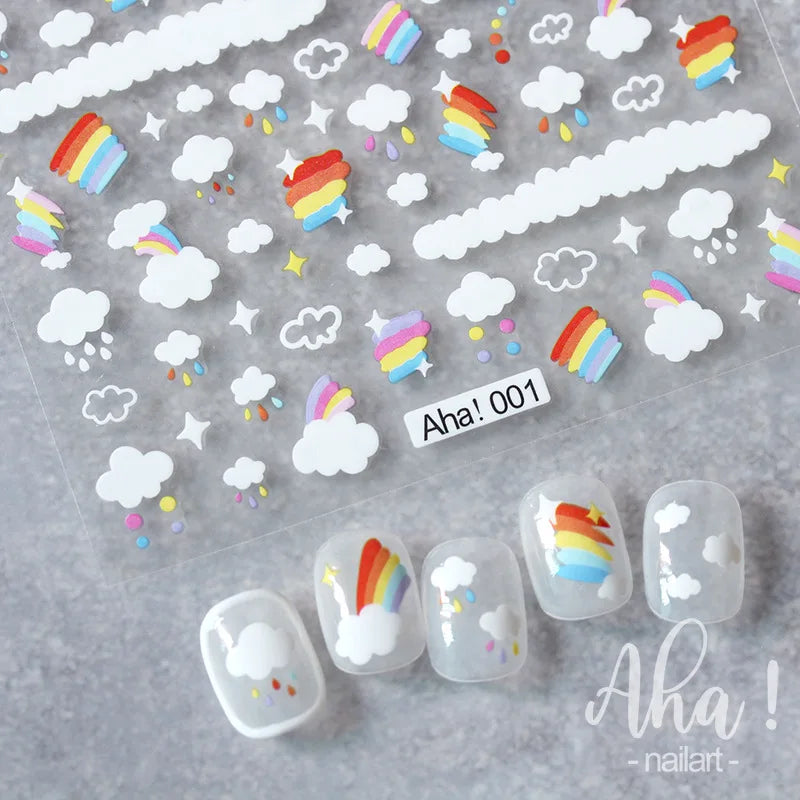 1Pcs Star/Moon/Cross Nail Art Stickers Gold/Silver Holographic Star Nail Decals Self-Adhesive 3D Manicure Decor