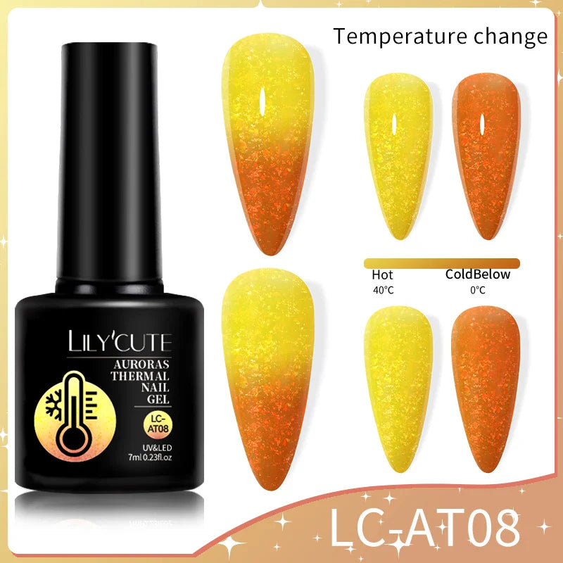 LILYCUTE Thermal Nail Gel Polish 3 Layers Temperature Shiny Color Changing Series Semi Permanent  Soak Off UV Nail Gels Polish