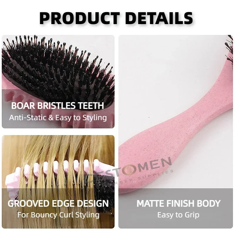 1pcs Curl Styling Tangled Boar Bristle Hair Comb Massage Comb Detangle Hair Styler Shaping Defining Salon Barber Styling Tools