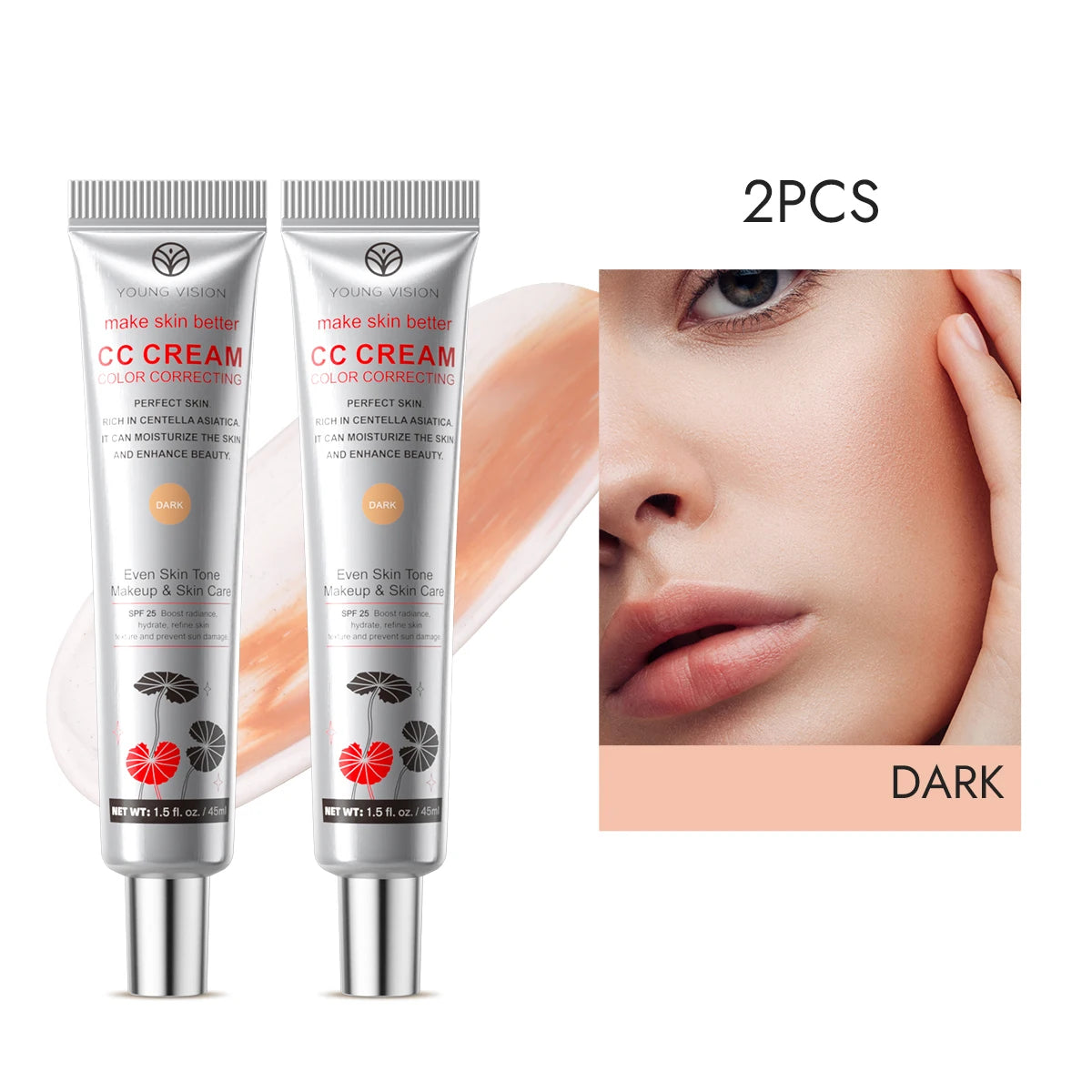 1PC/2PCS 45ml Brightening CC Cream Centella Asiatica Repairing BB Cream Natural Concealing Whitening Foundation Liquid Cosmetics