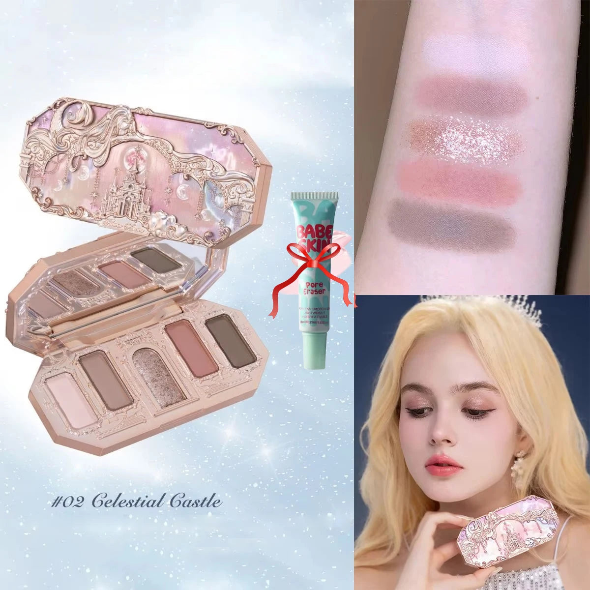 Flower Knows Chocolate Wonder-Shop 8-Color Eyeshadow Palette Matte Shimmer Waterproof Highly Pigmented Long Lasting Makeup