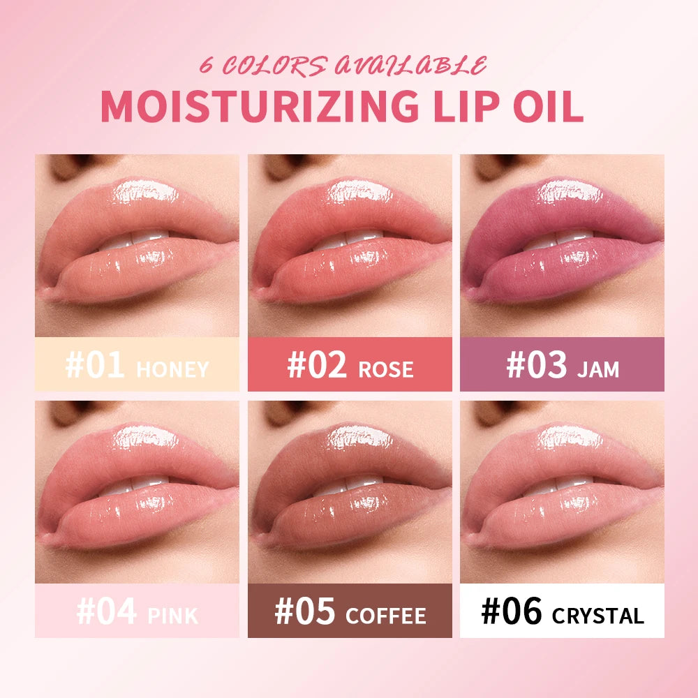 Lakerain Crystal Moisturizing Lip Oil Set of 6 Colors Pen Tip Design Long Lasting Tender Lip Balm Anti Dry Cracked Lip Makeup