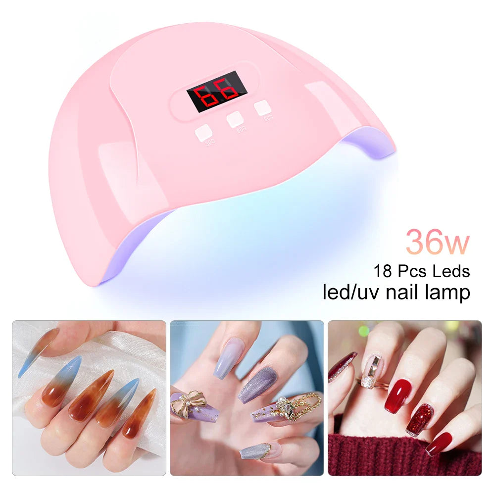 LIMEGIRL Gel Nail Polish Kit UV Soaking Gel Primer Polish Manicure Kit with UV LED Lamp Dryer Semi-Permanent Gel Varnish Kit
