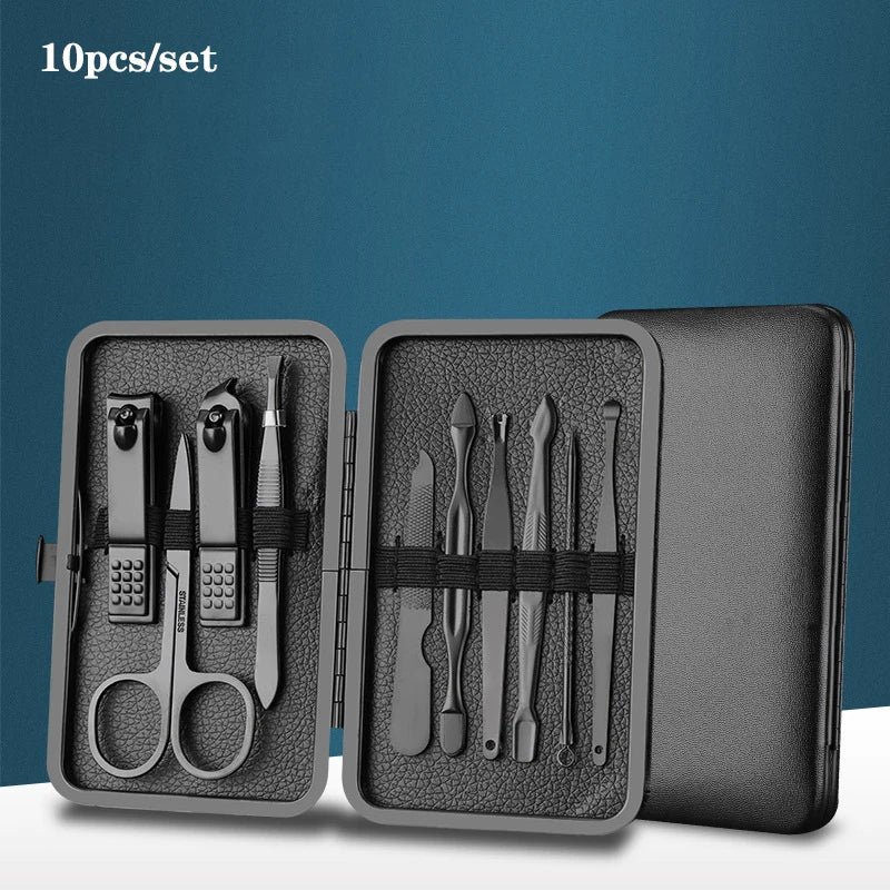 7/10/12/16/18pcs/set Stainless Steel Manicure Set Professional Nail Clipper Kit of Pedicure Tools Ingrown ToeNail Trimmer