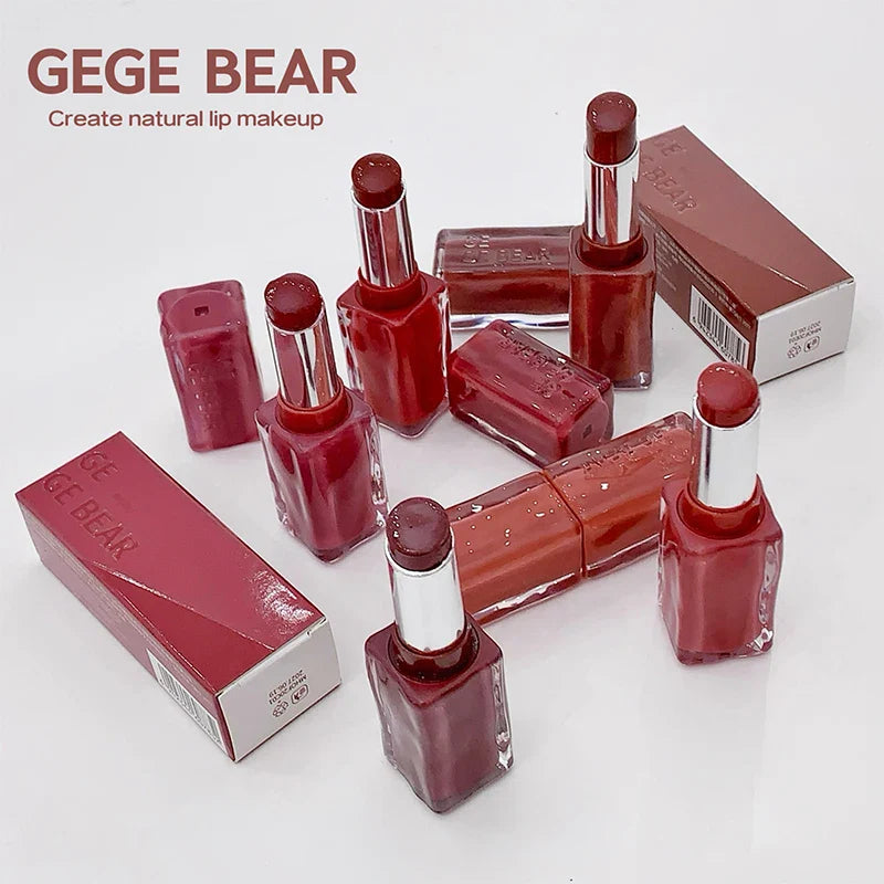 Gege Bear Mirror Gloss Lipstick — Ice-Translucent Water-Gloss Finish, Plumping and Hydrating