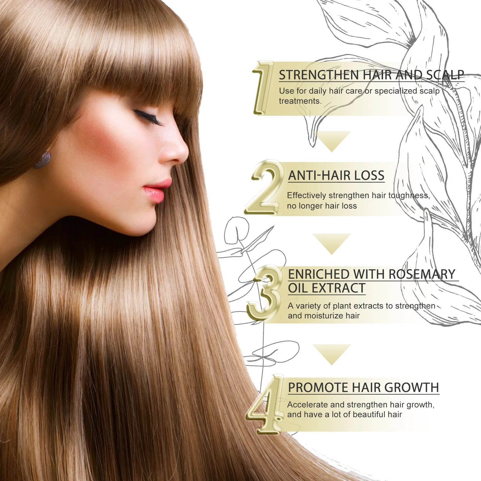 EELHOE Rosemary Oil Hair Growth Products Anti Hair Loss Treatment Volume Hair Thickener Strengthening Rosemary Essential Oil