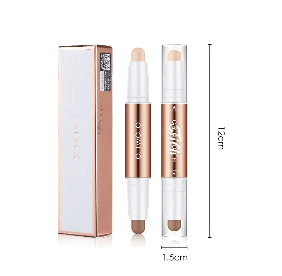 O.TWO.O Double-Headed Contour Stick Waterproof Matte Highlighter Concealer Clavicle Shadow Pen 3D Face Highlighting Makeup Pen