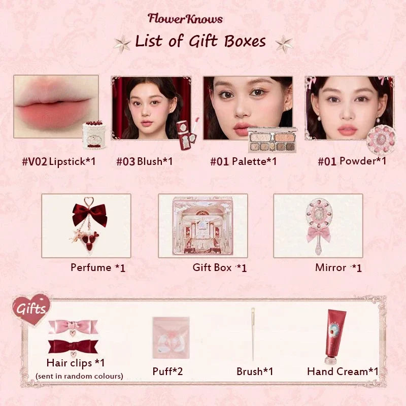 Flower Knows Strawberry Cupid Box Collection Make Up Sets Cosmetics Full Set Palette Pressed Powder Blush Lipstick Mystery Box