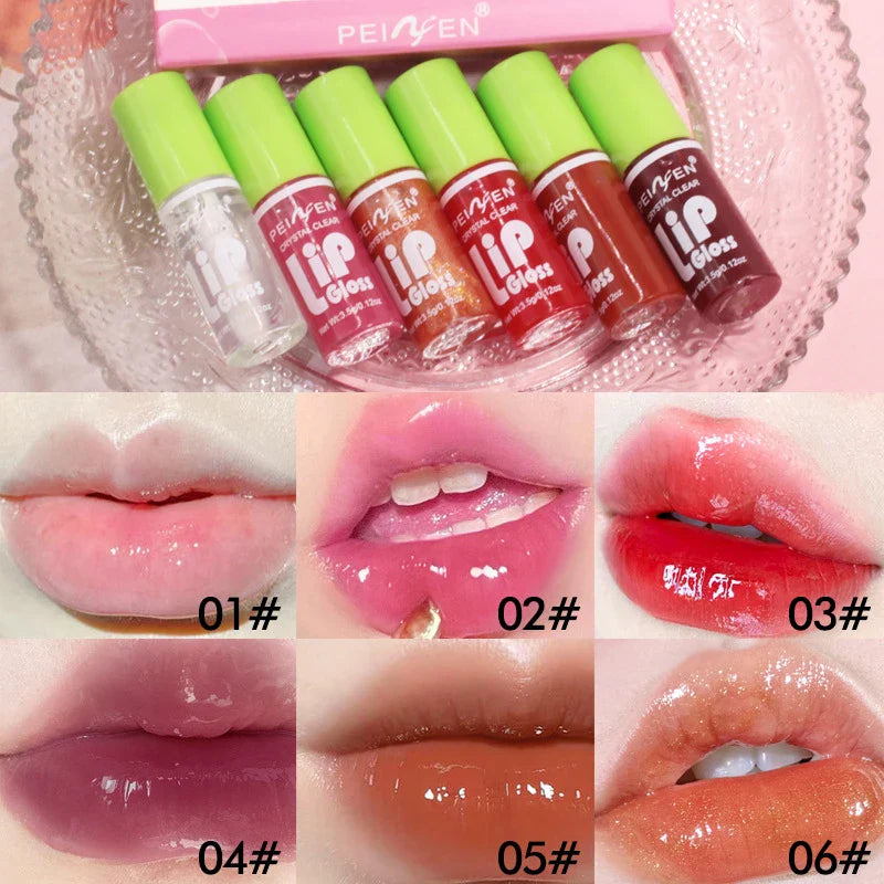 6pcs Moisturizing Min Plump Lips Lipgloss Transparent Lip Oil Sexy Lip Cosmetics For Make Up Liquid Lipstick Lips Cosmetics Gift