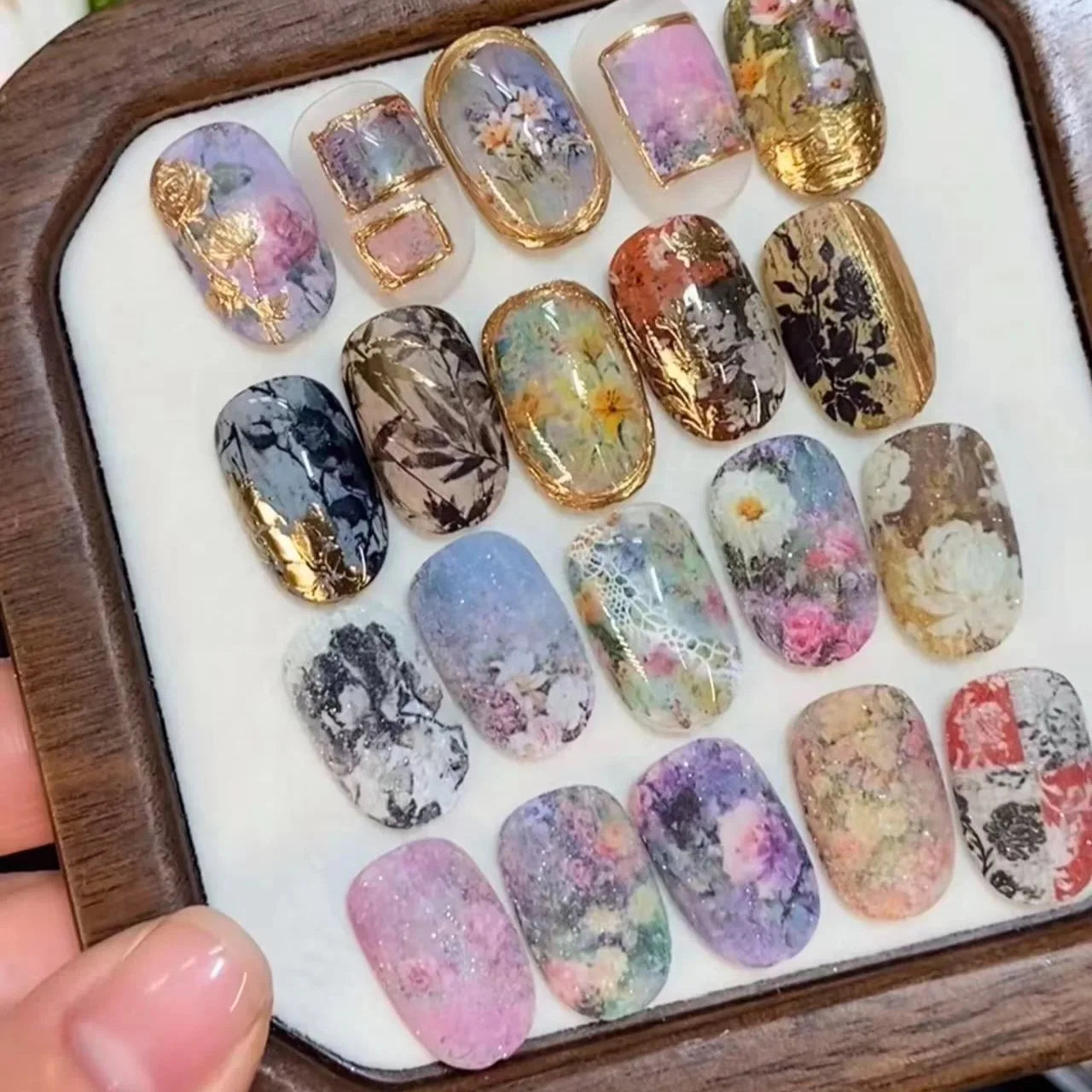 1 Box Flower Plaid Nail Foils for Transfer Paper Floral Sliders Butterfly Nails Wraps Blooming Flower Nail Art Decorations