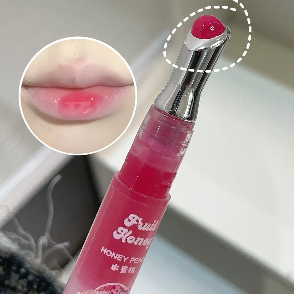 Pinkyfocus Fruit Honey Brightening Lip Essence Oil - Moisturizing, Anti-Dry & Crack, Conceals Lip Lines for Plump Lips