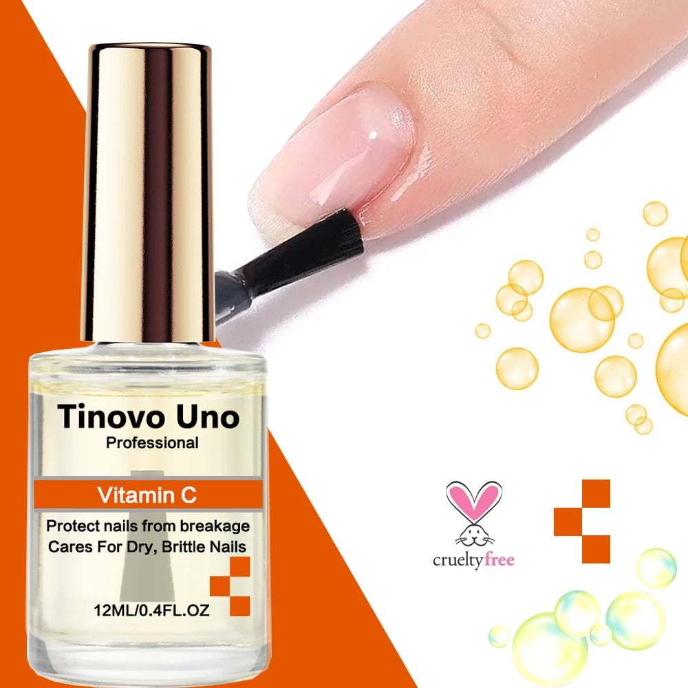 Tinovo Uno Hard Nail Serum Cuticle Oil Nail Polish Cares for Weak Brittle Cracked Nails Keratin Nail Hardener Strengthener Oil