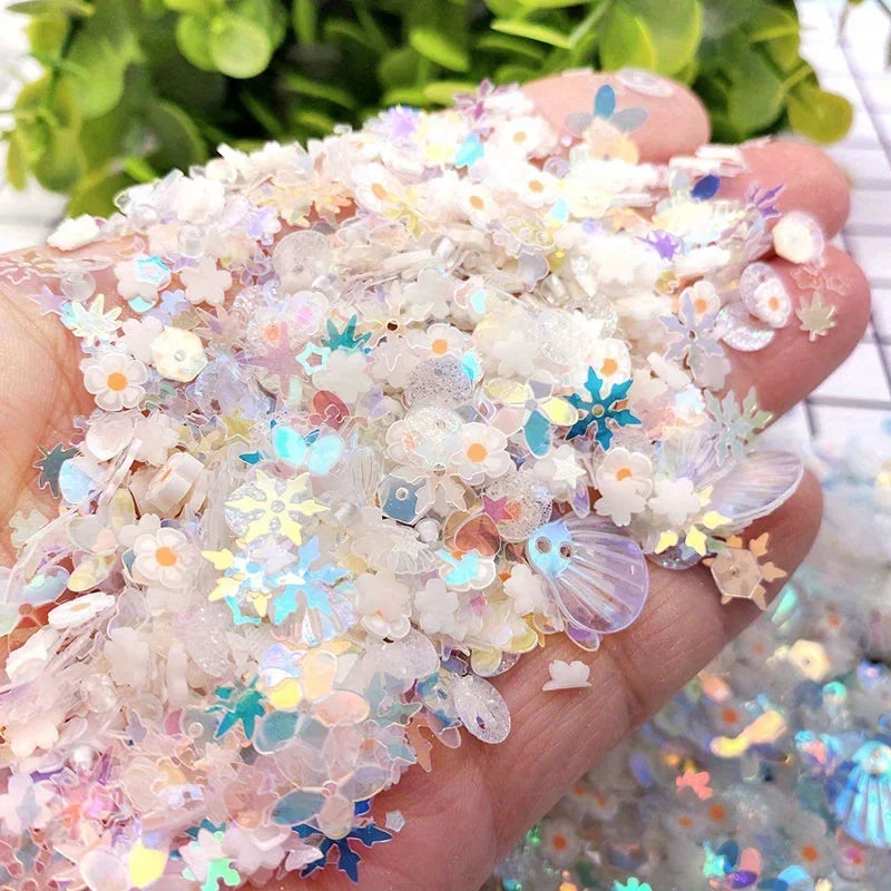 10g Luminous Soft Clay Sequins Polymer Clay Sequins Glitter Slices for DIY Nail Art Mobile Mixed Patches Slime Jewelry Decor