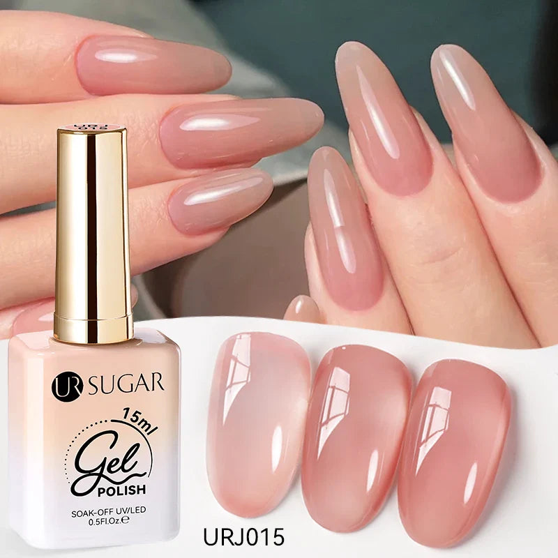 UR SUGAR 15ml Jelly Nude Gel Nail Polish Light Pink Translucent Color Soak Off UV LED Gel Varnish Nail Art DIY Fashion Manicure