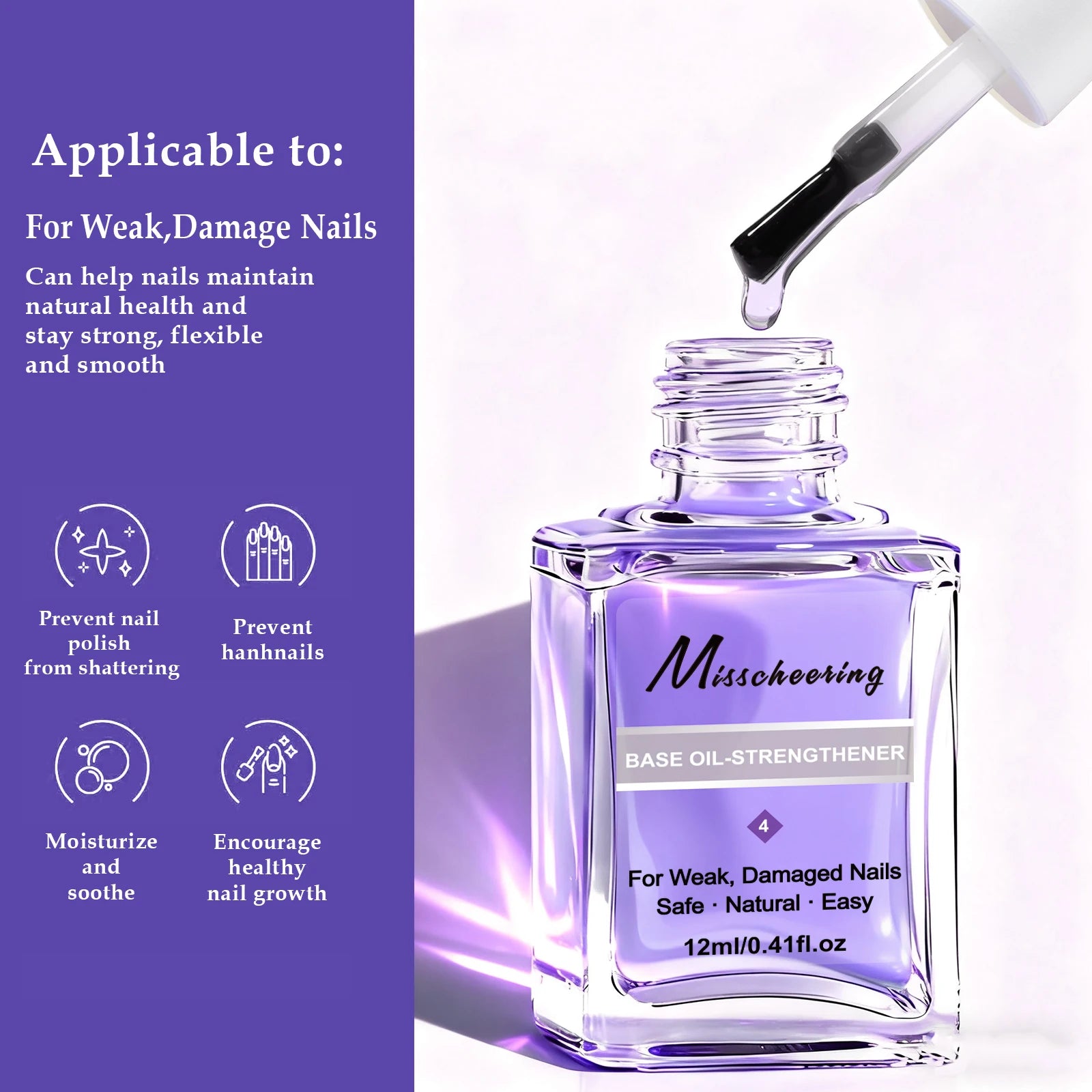 12ml Base Oil Strengthener Restore Hardener Clear Nail Polish Base Coat Fast Dry Strong Repair Nail Art Treatment