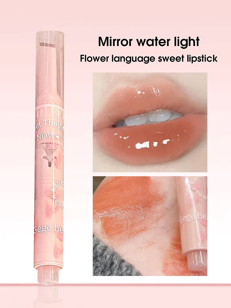 Gege bear flower words honey lipstick moisturizing mirror gloss jelly love lipstick lipstick pen