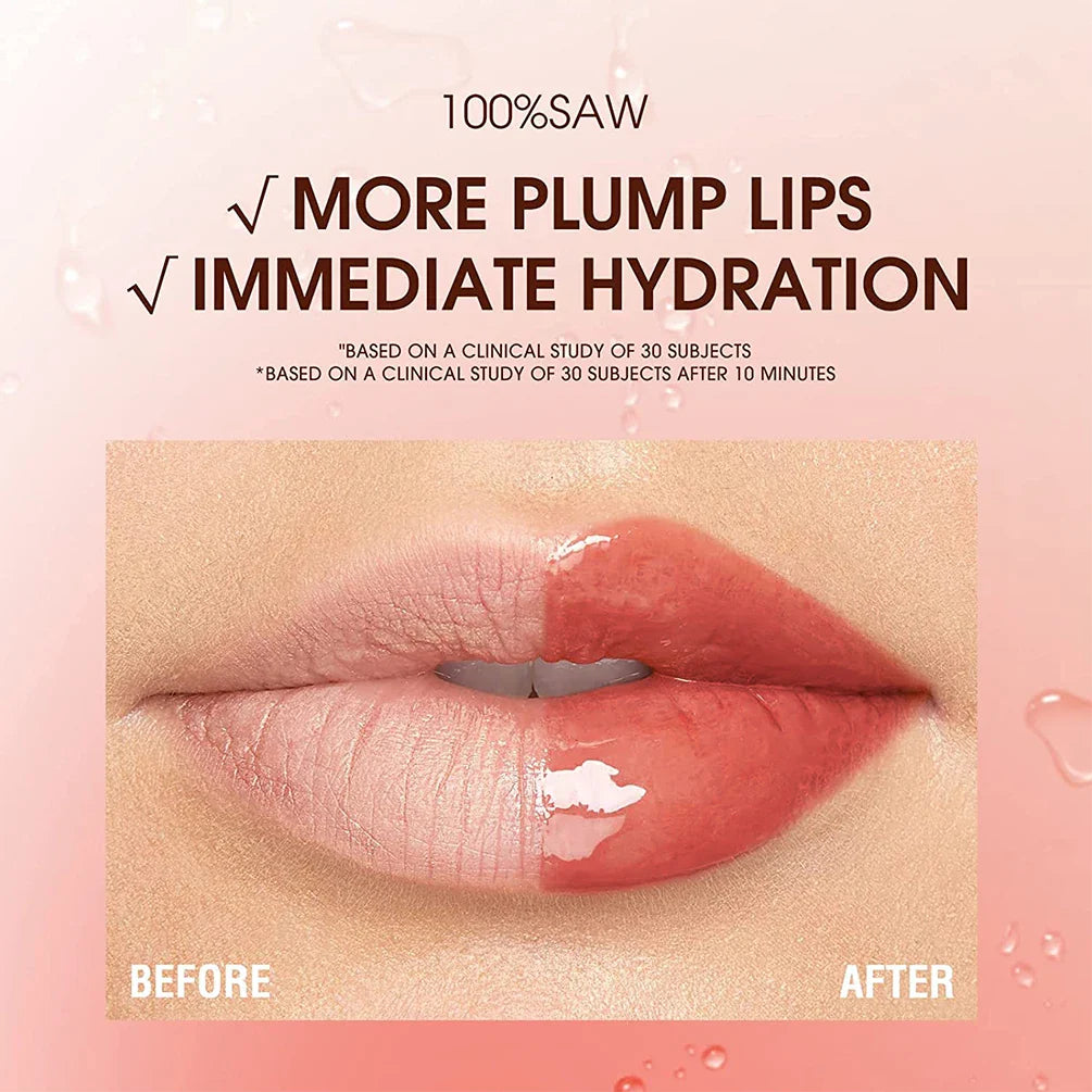 QIBEST Crystal Jelly Moisturizing Lip Oil Plumping Lip Gloss Makeup Sexy Plump Lip Glow Oil Tinted Lip Plumper Lip Care 6 Colors