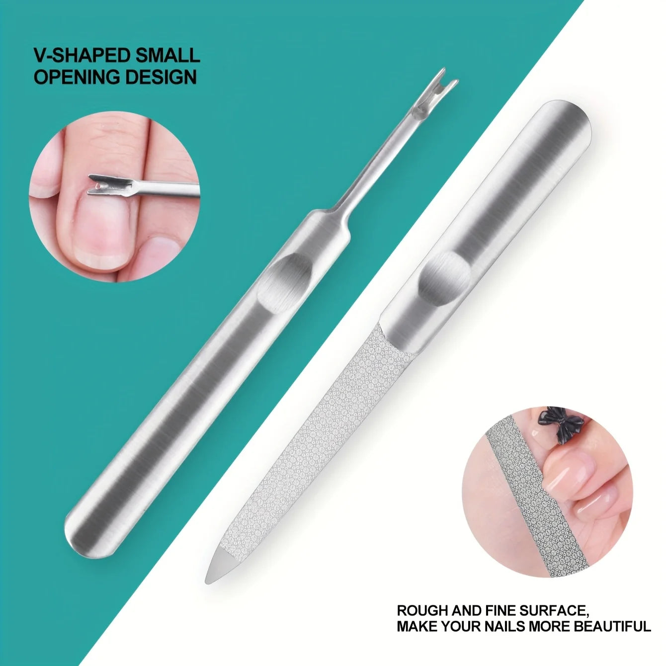 1/6pcs Stainless Steel Professional Multi-Functional Nail Care Kit,Including Dead Skin Edge Trimmer and Dead Skin Rake,Nail File