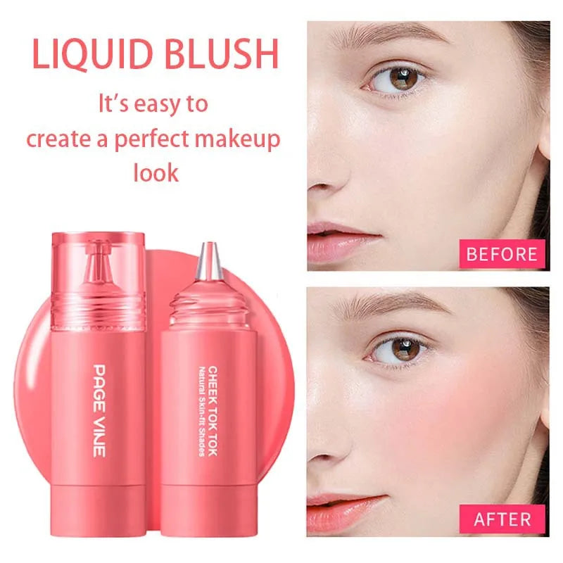 PAGE VINE Liquid Blush Longlasting Velvet Ink Blusher Brightening Natural Matte Rouge Multi-Purpose Cheek Makeup Cosmetics